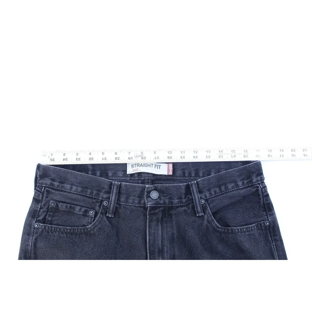 Levis 505 Black Denim Jeans Mens‎ Size 34 x 30 Classic Straight Fit Cotton